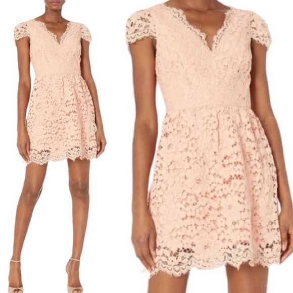 ERIN by Erin Fetherston Peach Alicia Floral Lace Fit Flare Mini Dress Sz 4 - Picture 13 of 14